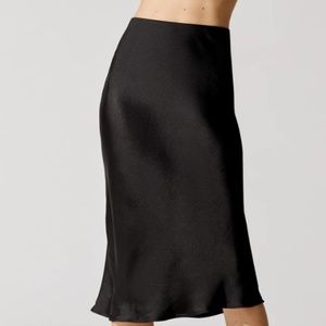 Black Satin midi skirt